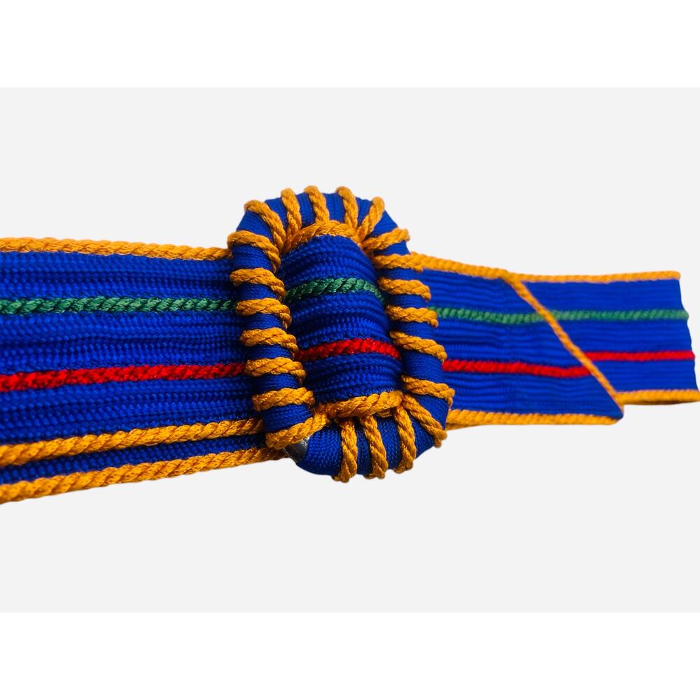 Womens Bright Multicolor Woven Belt Royal Blue, Yellow, Red and Green 34” Lx2” W